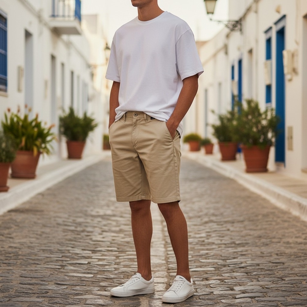 Hurley Men's Khaki Chino Walk Shorts Tan Cotton Size 28 (9.5" Inseam) Zip Fly